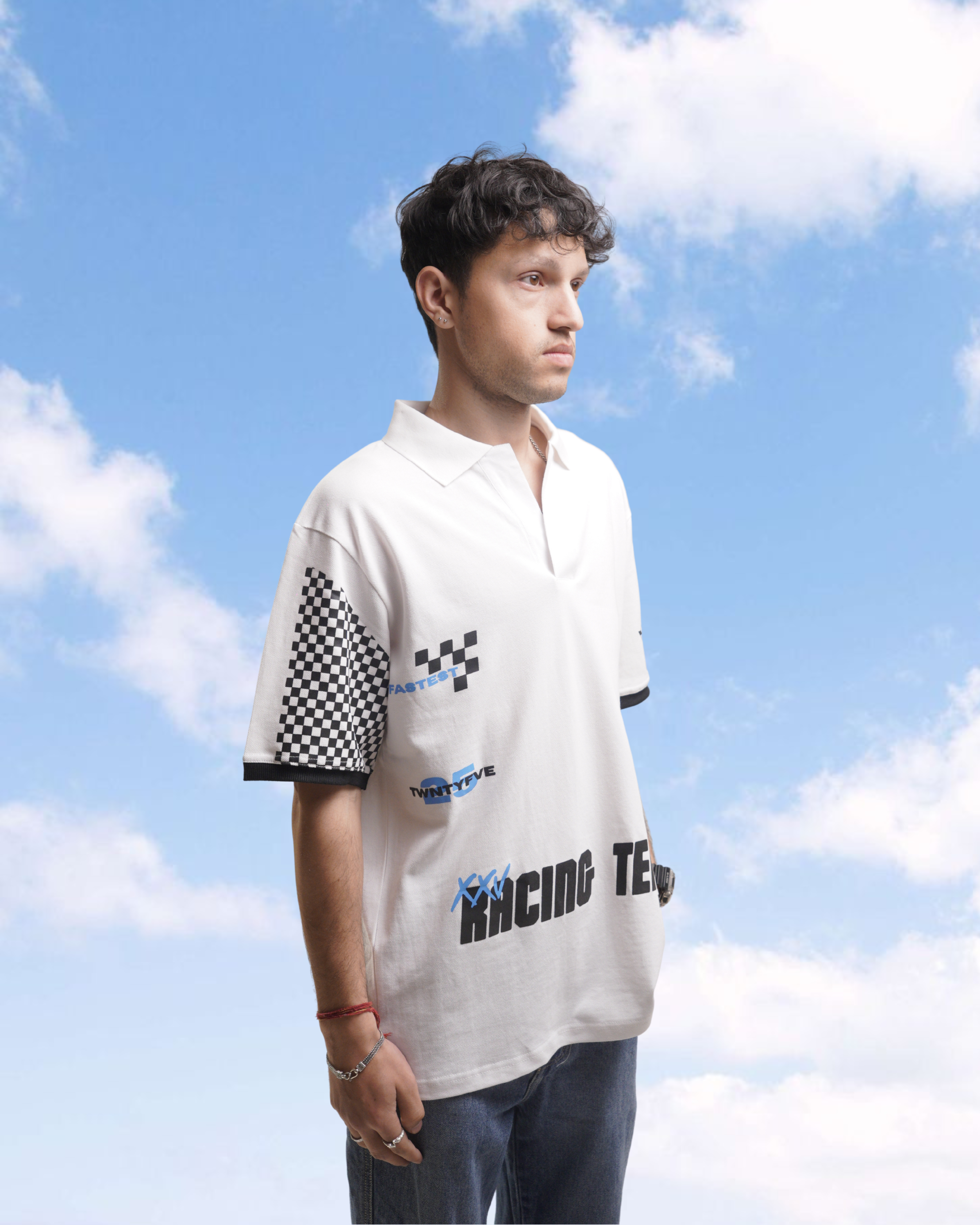 ⁠CALM WHITE RACING POLO
