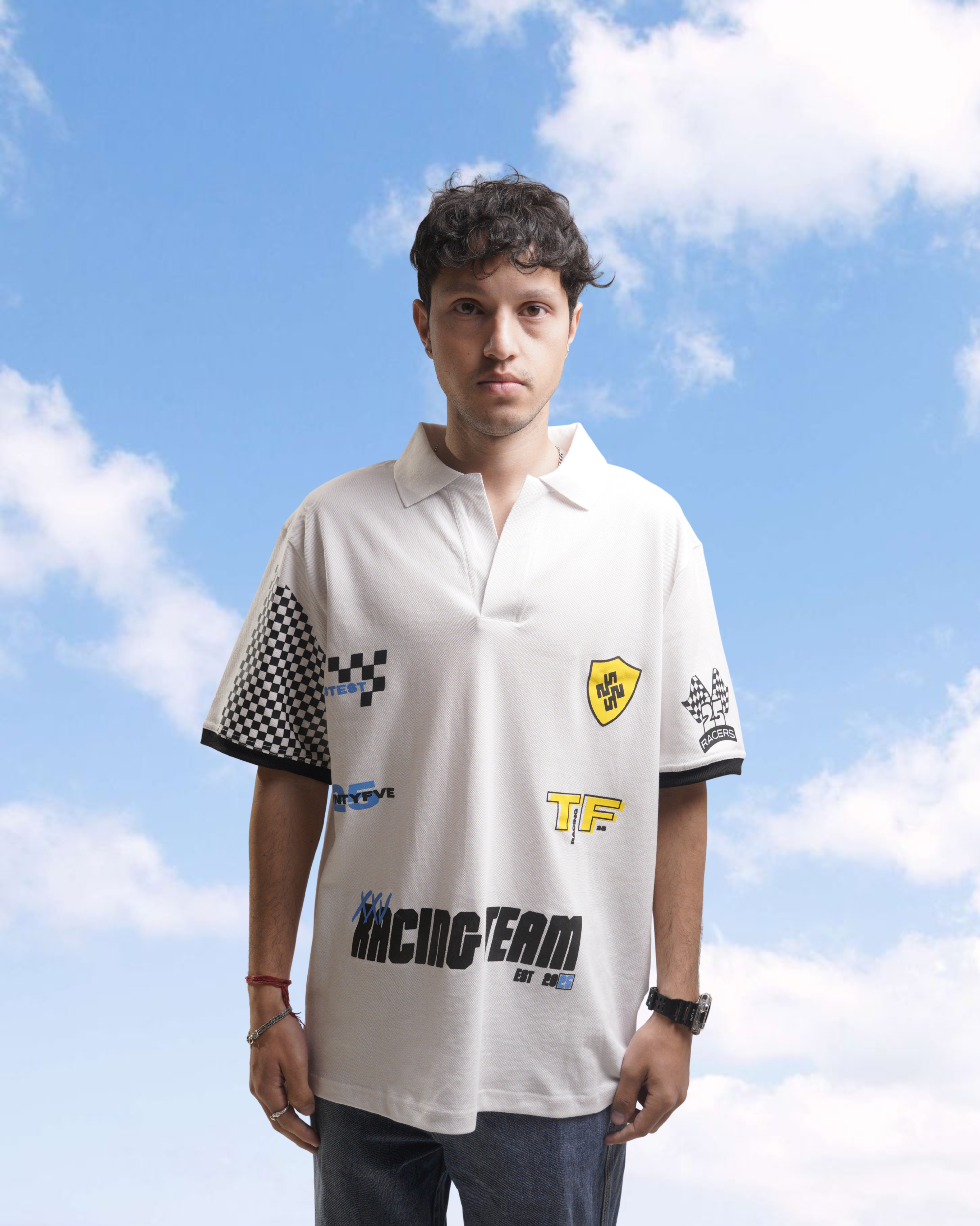 ⁠CALM WHITE RACING POLO